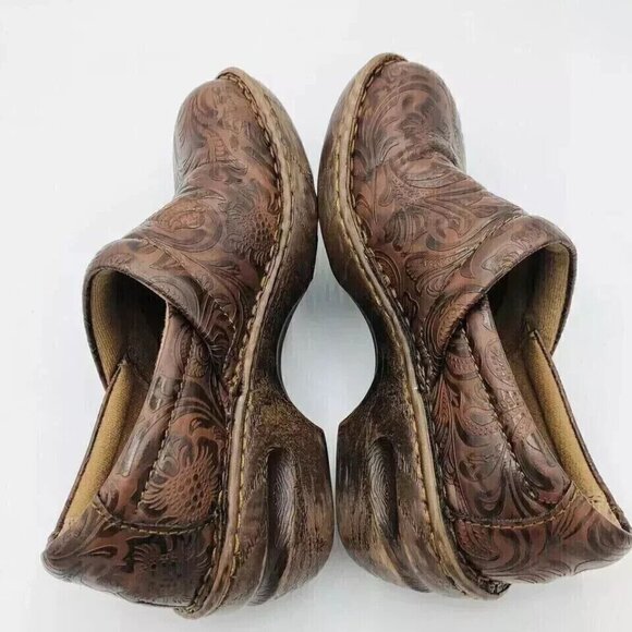 BOC Womens Shoes Size 6.5 Brown Clogs Born Concept Peggy Paisley Floral Embossed - Picture 11 of 11